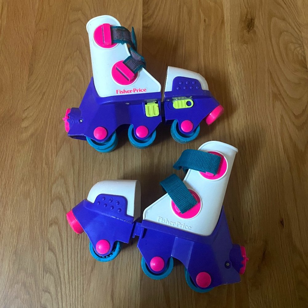 1994 Fisher-Price Easy In-Line Skates Rollerblades Vintage White Purple Pink
